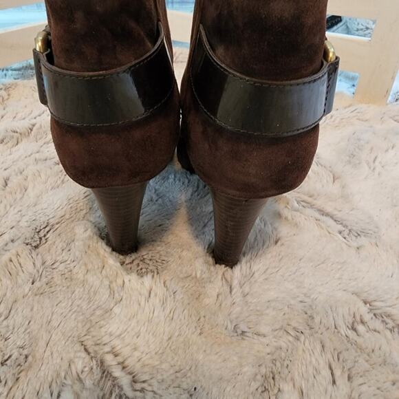 COACH LEATHER / SUEDE BROWN BOOTIES SIZE 8.5 - Picture 4 of 14